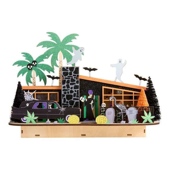 Mid-Century Halloween Hearse House LED Light Retro, Kitschy & GoogieL aser Wood - Picture 1 of 3